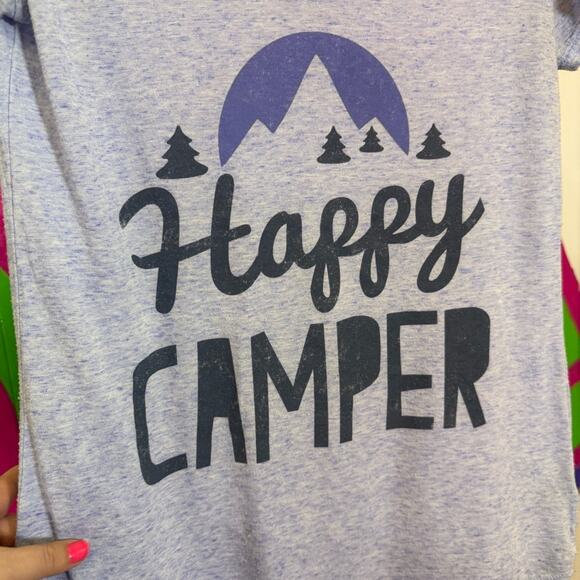 Hybrid Apparel Graphic Tee Heathered Blue, Happy Camper. Size XL. Good used cond - Picture 2 of 4